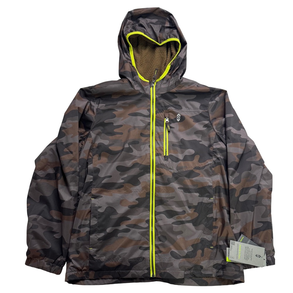 Free Country Boys Camo Hooded Fleece Lined Jacket Bark Neon XL 18/20